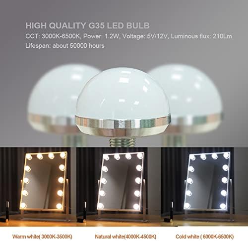 Espelho de vaidade led qyzblbang com luzes Hollywood Light Up Makeup espelho para mesa, espelho inteligente iluminado com luzes