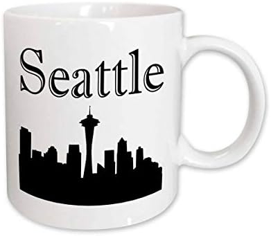 3drose Seattle Skyline Cerâmica Caneca, 11 oz, branca