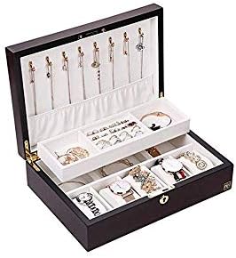 Yasez Jewelry Box- Jóias - Caixa de jóias - fivela e fechamento de fivela e ordens de couro grande design de jóias preto Organizador