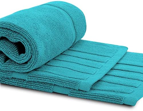 Conjunto de toalhas de chão de tapete de banho de luxo branco - Absorvente Cotton Hotel Hotel Spa Chuveiro/Tapetes de banheira [não um tapete de banheiro] 22 x34 | 2 pacote | Aqua