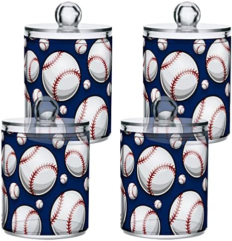 Baseball Softball Cotton Swab Suports Recipientes de banheiro Jarro com tampas conjunto de algodão Ball Ball Ball Round