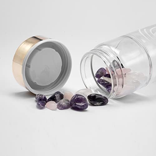 Doyzee Garrafa de água cristalina completa Três cristais de cura intercambiáveis ​​- quartzo rosa, ametista, quartzo transparente