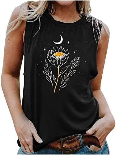 2023 camisetas de verão para mulheres camisas gráficas da lua floral tops com blusas casuais de túnicas de túnicas