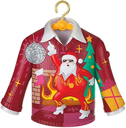Hallmark Keepsake Ornamento de Natal 2021, Disco Inferno Santa Crazy Christmas Sweater, Musical