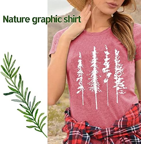 Mulheres gráficas engraçadas Camisa de pinheiro magro de pinheiro de verão camping atlético camisetas natureza casual roupas confortáveis