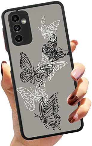 MOPHINDA compatível com Samsung Galaxy A13 5G Caixa de borboleta branca preta, translúcida TPU macio fosco capa para pára