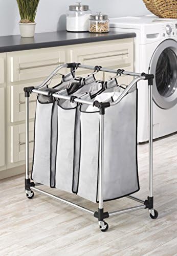 Whitmor Chrome Laundry Corrente com sacos de malha de espuma