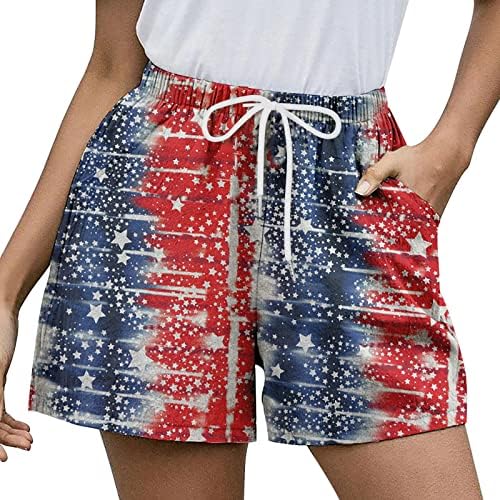 4 de julho Shorts para mulheres de verão Casual American Flag Blings Shorts Liew Fit Fit High Casted Comfort Lounge Swort Swort Surth