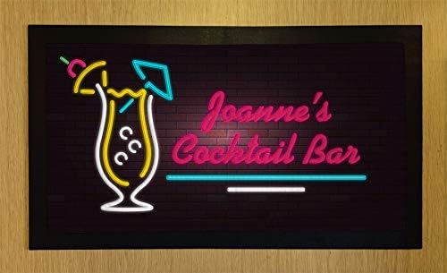 Corredores de bar personalizados Cocktail Neon Home ou Pub Bar Mats Mens Ideia de Presente