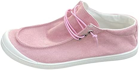 Tênis pgojuni para mulheres, deslizamento feminino em sapatos de loafer lona com tênis de moda baixa baixa sapatos planos casuais