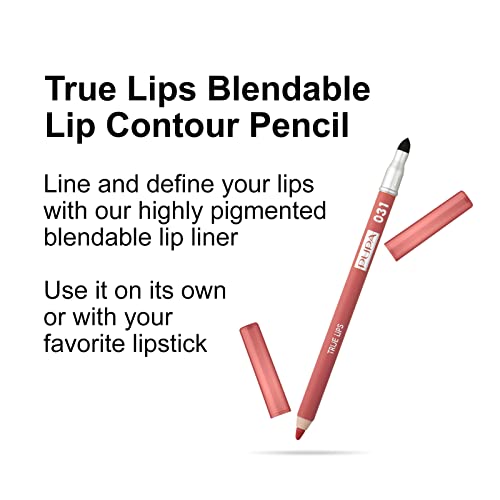 Pupa Milano Lips True Lips Blendable Lip Liner - Cor de linha fosca dupla cor e escova - leve e cremoso, hidratante, alto