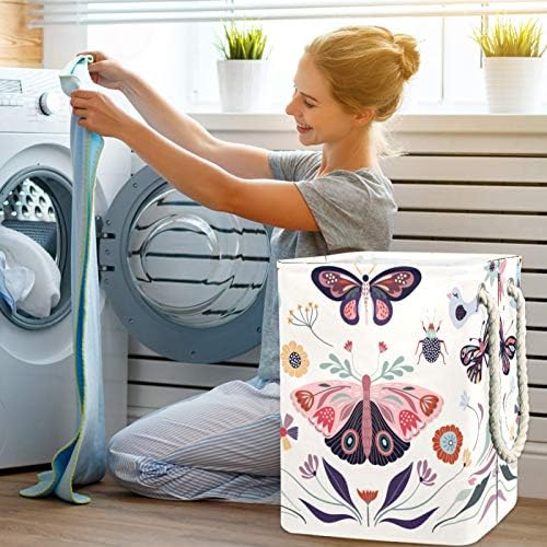 Deyya Butterflies and Insets Laundry Bestkets dificultam altos e resistentes para crianças adultas meninos adolescentes meninas em quartos Banheiro 19.3x11.8x15.9 em/49x30x40.5 cm