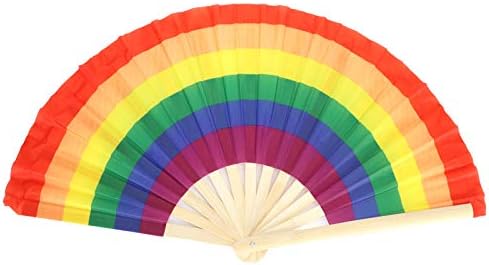 Fã de mão PLPLAAOO, ventiladores de arco -íris coloridos fãs de mão colorida, ventilador colorido de kung fu, cores naturais