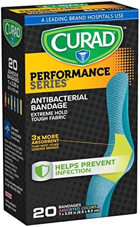 Curad Performance Series Antibacteriano Bandagens, 1 x 3,25 polegadas, 60 contagem