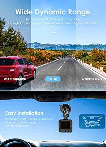 Dash Cam Front com FHD 1080p, Wanlipo 2 polegadas LCD Dashcam, câmera do painel para carros com monitor de estacionamento