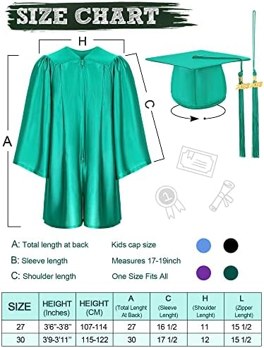 Geyoga Pré -escolar e vestido de graduação e boné de jardim de infância, borla com 2023 e 2024 charme para criança