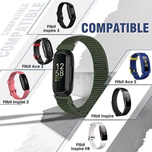 BCUCKOOD NYLON Sport Loop Band Compatível com Fitbit Inspire 3/Inspire 2/Inspire HR/Inspire/Fitbit ACE 3/ACE 2 para homens crianças, Straps de nylon suave pulseira de reposição ajustável