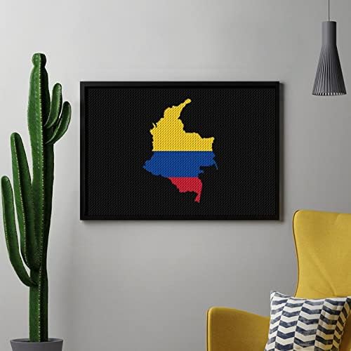 Mapa de bandeira dos kits de pintura de diamante Colômbia 5D DIY Full Drill Rhinestone Arts Decoração de parede para adultos 8 x12
