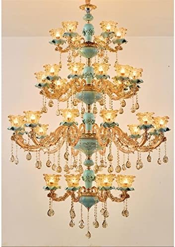 Lustre de lustre de lustre grande bhvxw lâmpada de cristal de estilo europeu Lâmpada de estar de três andares em estilo francês Lâmpada do piso médio de três andares