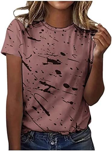 Camiseta de meninas Manga curta 2023 Roupa Camiseta de blusa gráfica de algodão para o pescoço para feminino Summer