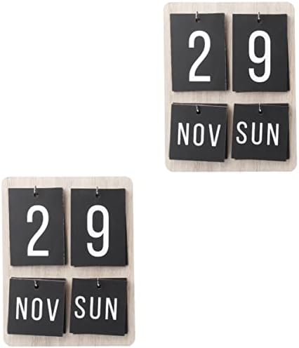 Homoyoyo 2pcs estilo pendurado em preto calendário Presentes em pé Presentes de madeira Top display Office Office