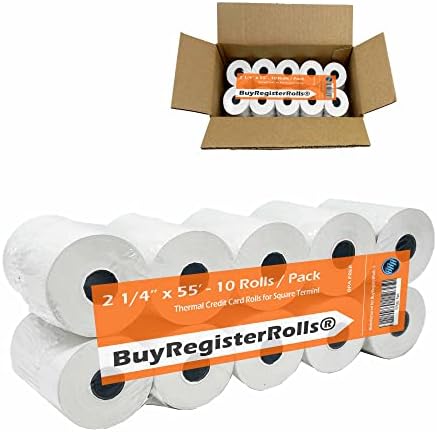 Rolo de papel de recibo para máquina de crédito de terminal quadrado 2 1/4 x 55 BuyRegisterRolls