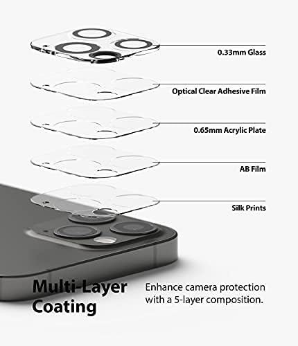 Ringke Camera Protector Glass Compatível com iPhone 12 Pro, lente da câmera Protetor de tela de vidro temperado Caso amigável, fino, cobertura completa [3 pacote]