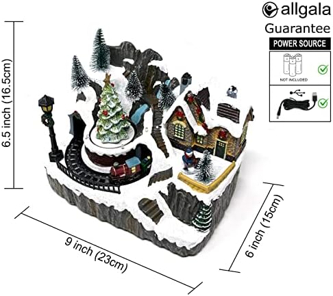 Allgala criou polyresin Christmas House Feliz com USB e Battery Dual Power Source.