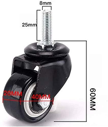 Xzgden Superior rodízios para mover móveis giratórios, roda de roda de roda de roda de carrinho de giro giratório, roda de poliuretano preto de 1,5 polegada 360 Tipo de rotação giratória