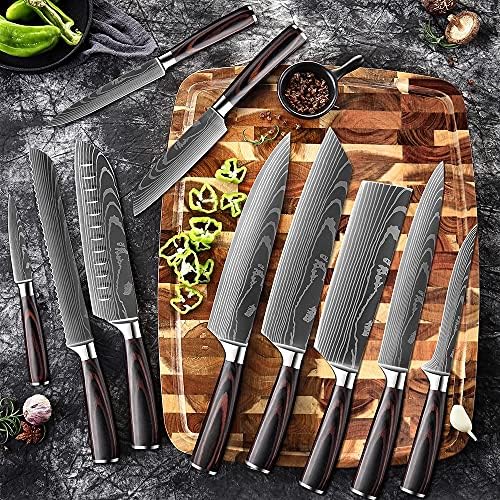 Conjuntos de faca de cozinha, conjunto de faca de cozinha 2-10pcs Chef japonês Facas de aço inoxidável Cleaver Butcher Santoku