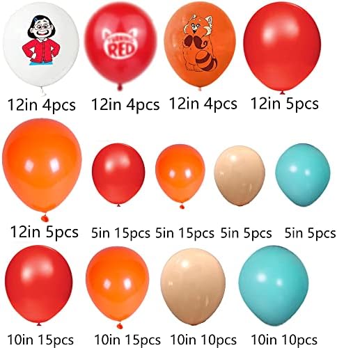 114 PCs Red Balloons Balloons Arco Decorações de Kit de Garland, balões de látex verdes de laranja vermelha para crianças Red Panda Birthday Party Supplies