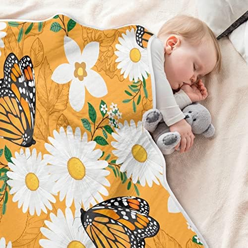 Cobertor de bebê de borboleta de flor de floresta branca para meninos bebês bebês bebês, bebês macio de bebê de bebê macio, cobertor recém -nascido, enfermeiro infantil infantil