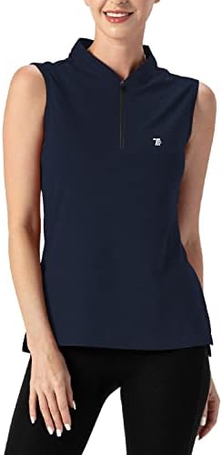 Tbmpoy feminino upf 50+ camisas de pólo de golfe com zíper de tanques atléticos sem mangas desfiladeiras rápidas secas