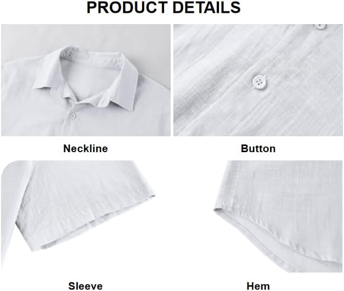 Botão casual de linho casual do Xenuay, botão de manga curta, butalho de camisa de algodão de algodão de praia de praia