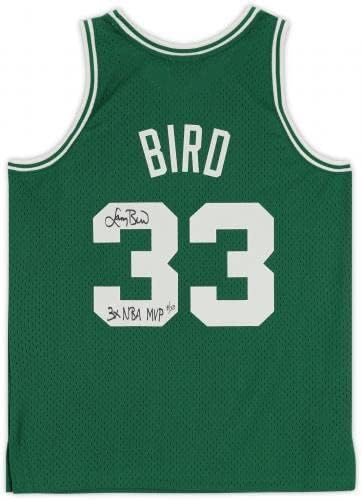 Emoldurado Larry Bird Boston Celtics autografou Green Mitchell e Ness 1985-1986 Jersey Swingman com a edição de inscrição