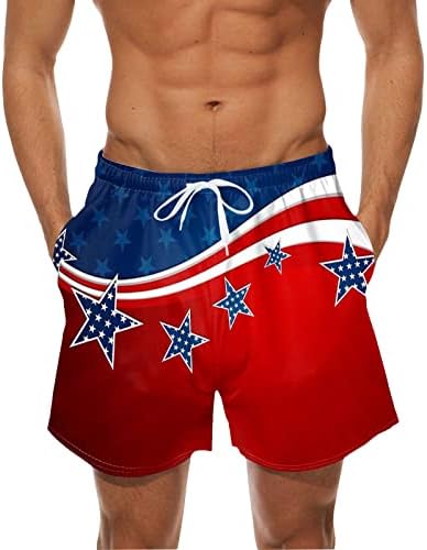 4 de julho masculino masculino troncos de natação soltos lasar lastring cintura cintura respirável bandeira americana