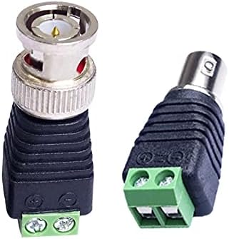 BNC Male feminino Balun conector pino de pino para câmera de segurança CCTV Adaptador de barril de tira de tira