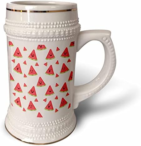 3drose Summer Pattern de melancias engraçadas aquáticas vermelhas contra o branco. - 22 onças de caneca