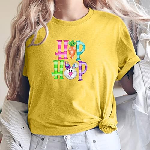 Camisa de coelho de hip hop mulheres engraçadas camisas de páscoa de férias casuais soltas redondos de manga curta camisetas gráficas