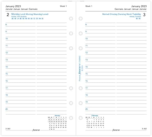 FILOFAX DIA PESSOAL POR PÁGINA 5 DIÁRIO DO LÍNGUA - 2023, branco