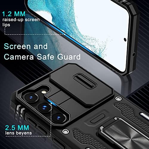 Deerlamn para Samsung Galaxy S23 Plus Caso com tampa da câmera deslizante+protetor de tela, [Kickstand Magnetic] [Proteção à câmera]