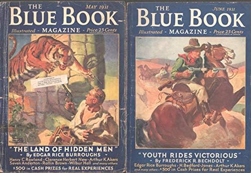 Blue Book-Edgar Rice Burroughs lote de 5 parcelas de Land of Hidden Men -1931-Laurence Herndon-G+