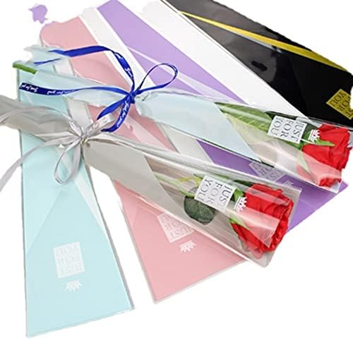 OUKEYI 100 contagens /4 cores papel de embalagem de flores saco de embalagem de rosas, suprimentos de buquê de florista, papel de embrulho floral impermeável para a mãe dia do dia dos namorados de Natal 17.7 * 5 * 1.6 polegadas