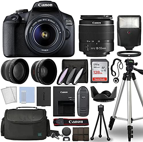Câmera Canon EOS 2000d / SLR + 3 kit de lente 18-55mm + 16GB + Flash e mais modelo europeu [não], kit de 128 GB