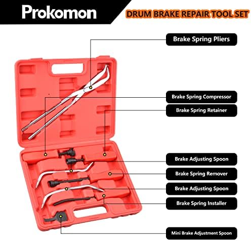 Prokomon Universal Breke Puller de 8 peças com estojo de transporte-kit de ferramentas de remoção mestre para freios de tambor automotivo