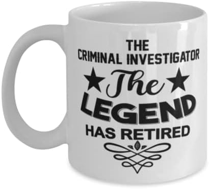 Caneca do investigador criminal, a lenda se aposentou, idéias de presentes exclusivas para investigador criminal, copo de chá