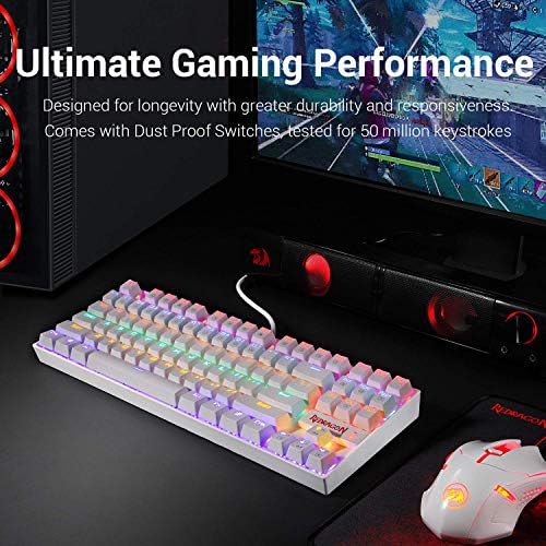 Redragon K552 Teclado de jogos mecânicos RGB LED Rainbow Lar