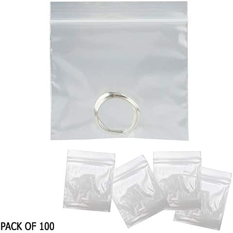 100 conjuntos de sacos de poli de plástico transparente reclosáveis ​​3 x 3 lacunas de joalheria de 2 mil de 2 mil