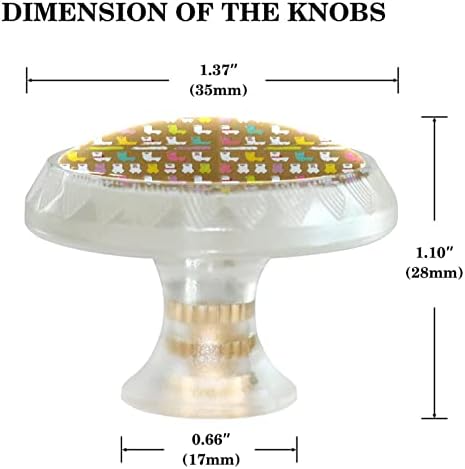 Guerotkr 4 PCs, maçanetas de armários transparentes, botões de armário, botões de cômodos, alças para armários e gavetas, padrão de animal alpaca colorido sem costura