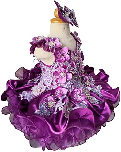 Jenniferwu G588 Criança Infantil Baby Recém-nascida Garotinha Festa de Aniversário Vestido Purple Tamanho 12-18MOS